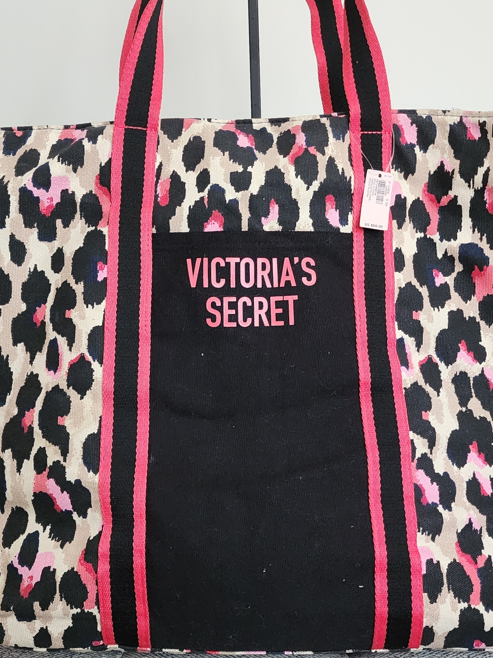 Victoria's Secret Pink Leopard Canvas Tote Bag Msrp $68 NWT - Picture 3 of 6